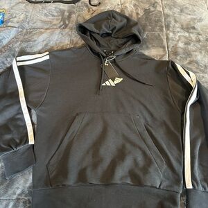 adidas Black Hoodie with White Stripes